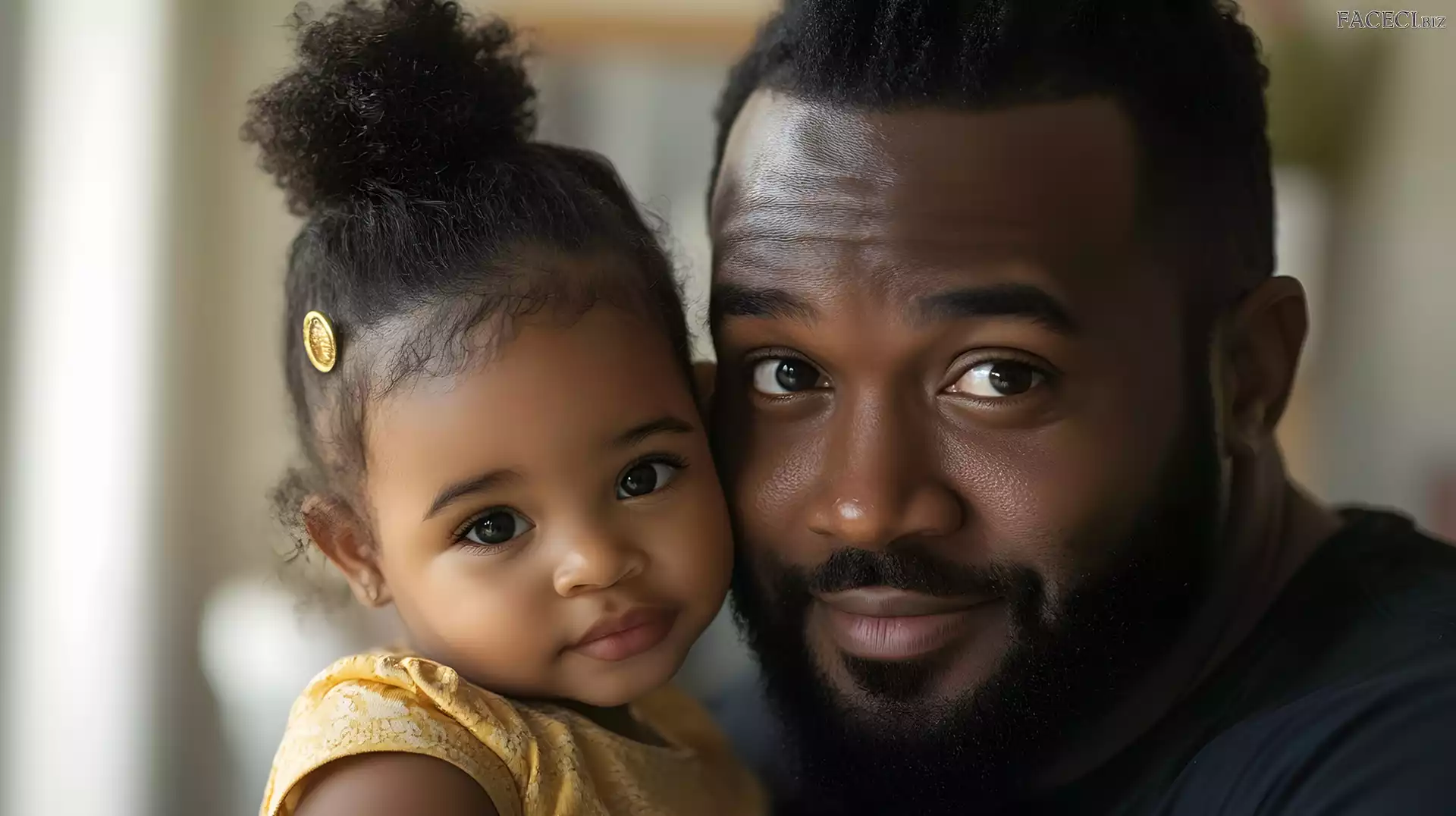 Ciemnoskóry, Mężczyzna, Grafika AI, Dziewczynka